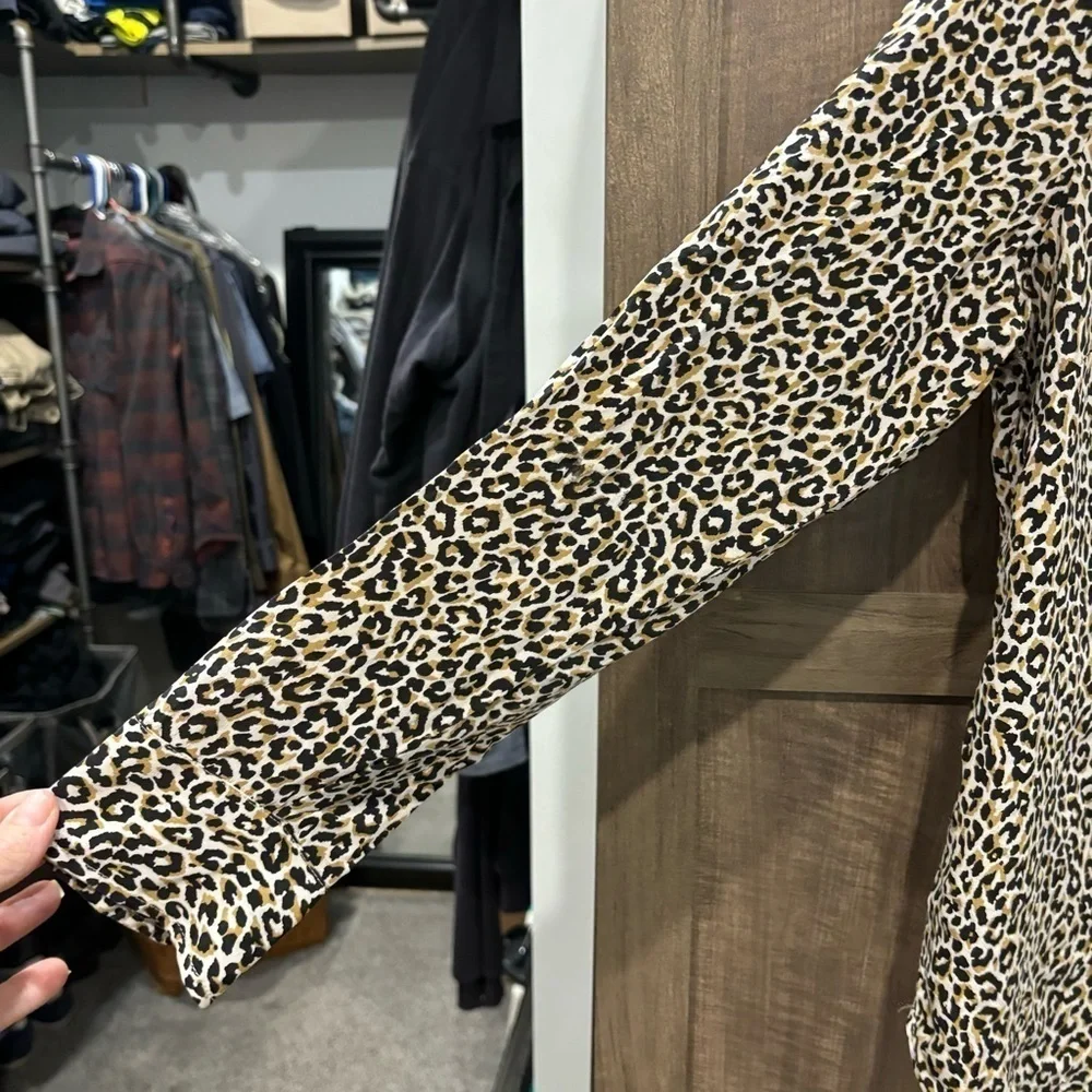 J Crew Size 8 Silk Button Shirt Cheetah Print Top